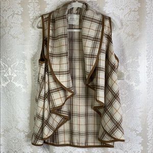 NWT Altar’d state tan plaid front drape vest